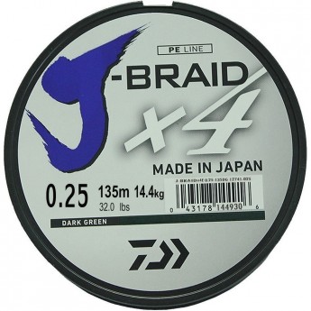 Шнур DAIWA J-Braid X4 0,25мм 135м Dark green