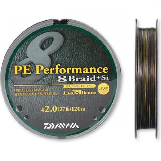 Плетеная леска DAIWA PE Performance 8 Braid + Si / #1,5 (9,5 кг) - 120м (тёмно-коричневая) 4960652801225