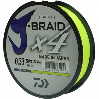 Шнур DAIWA J-Braid X4 0,10мм 270м Yellow